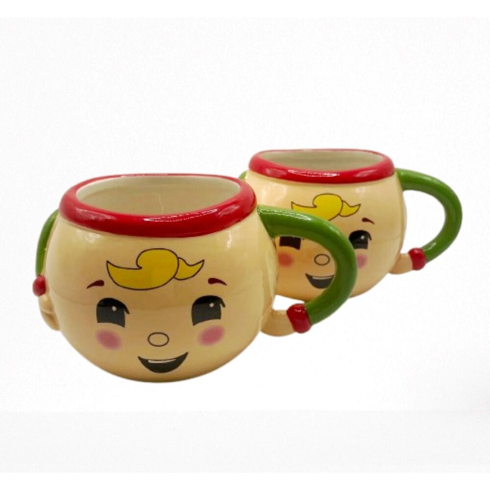Temptations Ceramic Elf Christmas Themed Mugs